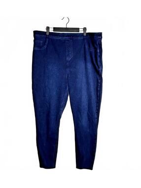 Spanx Jeans Women's Plus 3X Pull On Jeggings Denim Skinny Dark Wash Blue Stretch